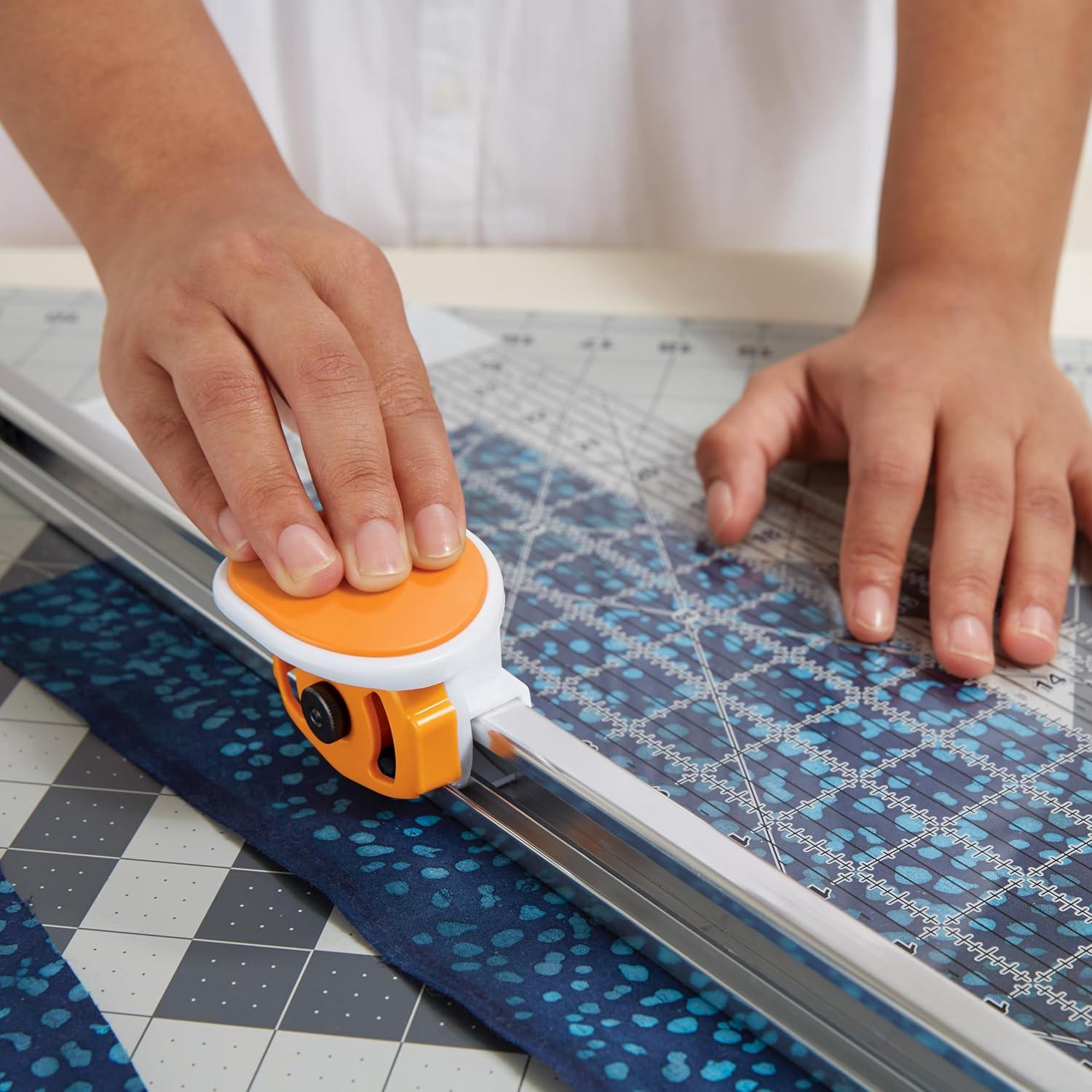 imageFiskars Rotary Cutter and Ruler Combo  24quotL x 6quotW Fabric Cutter with Gridlines  Craft Supplies  Gray  Clear