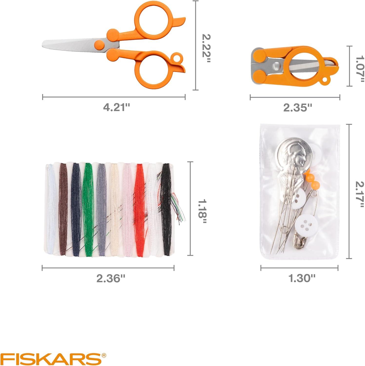 imageFiskars Sewing Kit  27Piece Travel Sewing Set with Case  Craft Supplies  Orange