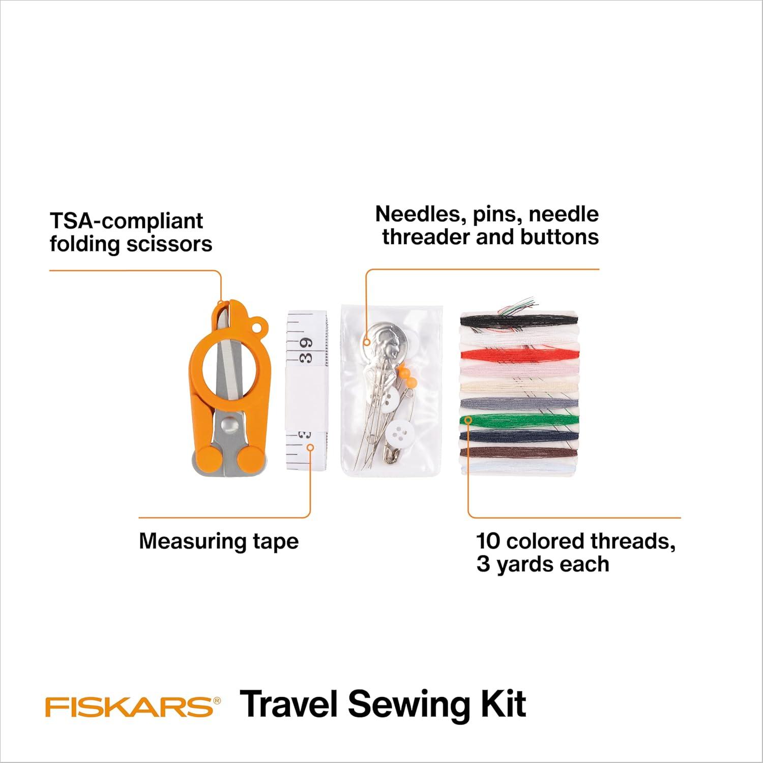 imageFiskars Sewing Kit  27Piece Travel Sewing Set with Case  Craft Supplies  Orange