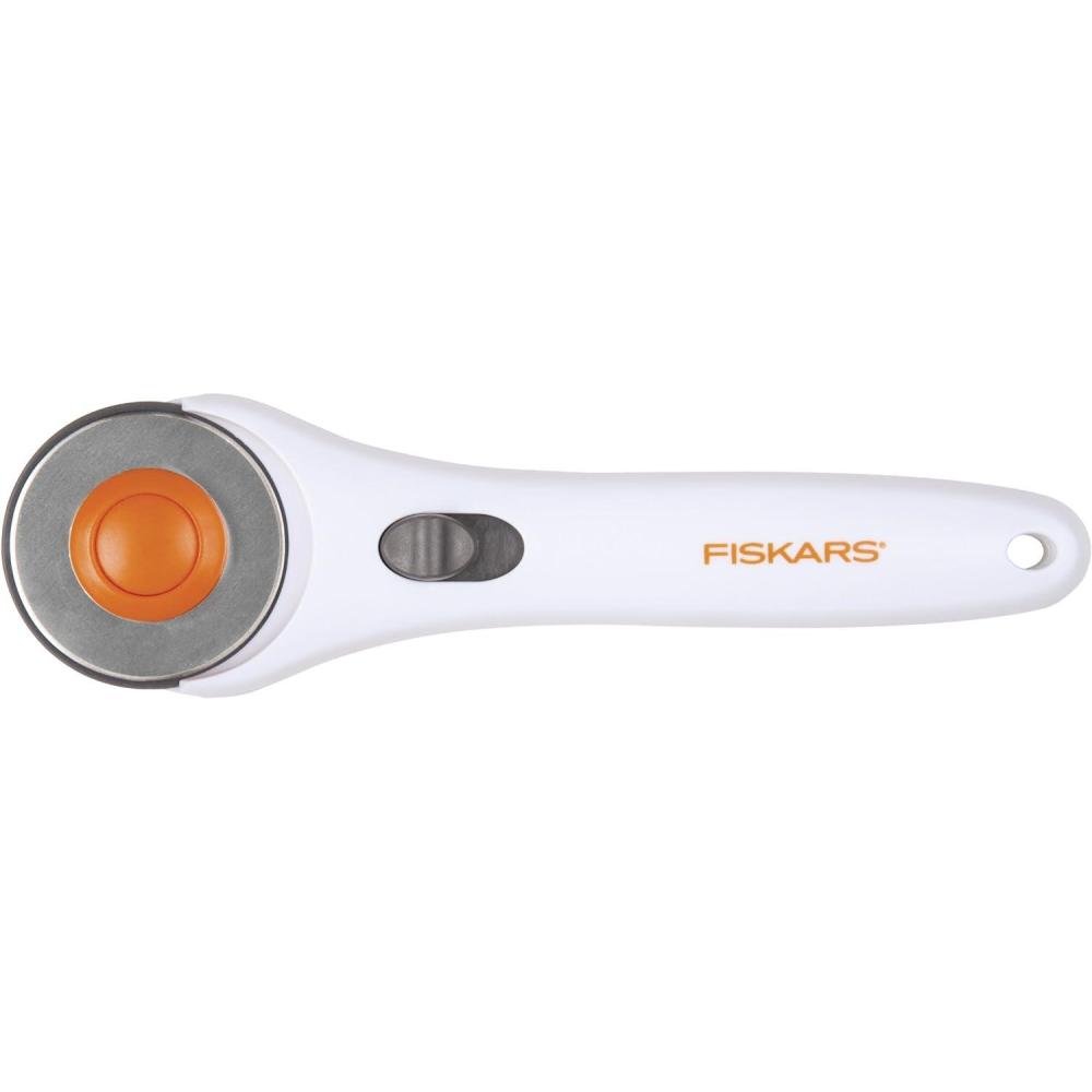 imageFiskars 45mm Rotary Cutter for Fabric Premium Steel Stick Fabric Cutter Cuts Through Multiple Layers Right and Left Handed Easy and Safe Blade Change Arts and Crafts Sewing and Quilting ToolsStandard Stick