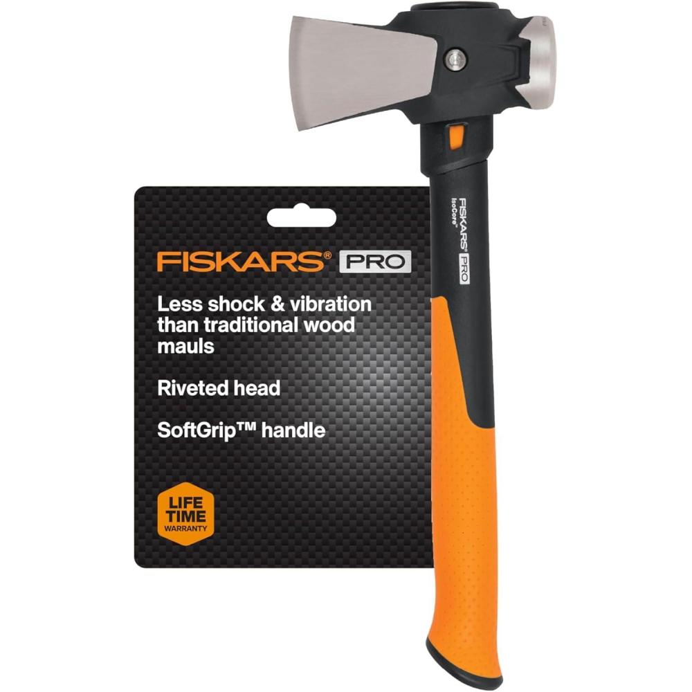 imageFiskars 8 lb Splitting Maul  36quot ShockAbsorbing Comfort Grip Handle  Rust Resistant Forged Steel Blade  Wood Splitter Maul for Hardwood  Split Wood for Campfires  Bushcraft GearPro IsoCore 25 lb Maul