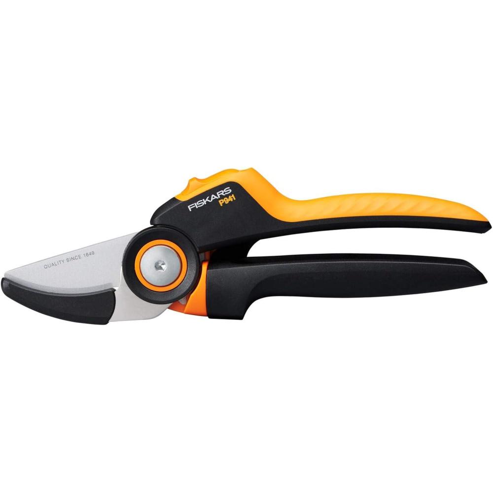 imageFiskars Bypass Garden Pruners L XSeries PowerGear P961 with Rolling Handle for Fresh Branches and Twigs NonStick Coated Stainless Steel Blades Length 222 cm BlackOrange 1057175Xseries P941