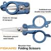 imageFISKARS Folding Travel Scissors  TSACompliant and Portable  Stainless Steel Blades and Blue HandlesMountain Haze