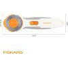 imageFiskars 60mm Rotary Cutter for Fabric with Ergonomic Loop Grip And Comfort Handle Titanium Rotary Fabric Cutter for Thick Materials Easy and Safe Blade Change Sewing Supplies and Quilting ToolsSoft Grip 45mm