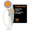 imageFiskars 60mm Rotary Cutter for Fabric with Ergonomic Loop Grip And Comfort Handle Titanium Rotary Fabric Cutter for Thick Materials Easy and Safe Blade Change Sewing Supplies and Quilting ToolsQuick Change Titanium