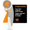 imageFiskars 60mm Rotary Cutter for Fabric with Ergonomic Loop Grip And Comfort Handle Titanium Rotary Fabric Cutter for Thick Materials Easy and Safe Blade Change Sewing Supplies and Quilting ToolsEasy Change Trigger