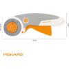 imageFiskars 60mm Rotary Cutter for Fabric with Ergonomic Loop Grip And Comfort Handle Titanium Rotary Fabric Cutter for Thick Materials Easy and Safe Blade Change Sewing Supplies and Quilting ToolsEasy Change Trigger