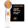 imageFiskars 60mm Rotary Cutter for Fabric with Ergonomic Loop Grip And Comfort Handle Titanium Rotary Fabric Cutter for Thick Materials Easy and Safe Blade Change Sewing Supplies and Quilting ToolsEasy Change Stick