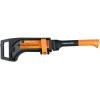 imageFiskars 9quot Brush Axe with Safety Sheath  Fixed Handle Curved Blade Branch Chopping Axe  Yard and Garden Tools  BlackOrangeBrush Axe