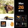 imageFiskars Bypass Garden Pruners L XSeries PowerGear P961 with Rolling Handle for Fresh Branches and Twigs NonStick Coated Stainless Steel Blades Length 222 cm BlackOrange 1057175Xseries P961