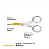imageFiskars MicroTip Spring Assisted Scissors Precision Cutting Stainless Steel Blades Comfort Handle Cut Details in Fabric Sewing Scissors and Arts and Crafts ToolsTitanium