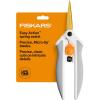imageFiskars MicroTip Spring Assisted Scissors Precision Cutting Stainless Steel Blades Comfort Handle Cut Details in Fabric Sewing Scissors and Arts and Crafts ToolsTitanium