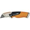 imageFiskars Pro Retractable Folding Utility Knife Box Cutter with LongLasting CarbonMax Razor Blade and Dual Lock Safety OrangeBlackFixed Utility Knife