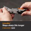 imageFiskars Pro Retractable Folding Utility Knife Box Cutter with LongLasting CarbonMax Razor Blade and Dual Lock Safety OrangeBlackFolding Utility Knife