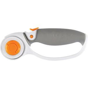 imageFiskars 45mm Rotary Cutter for Fabric Premium Steel Stick Fabric Cutter Cuts Through Multiple Layers Right and Left Handed Easy and Safe Blade Change Arts and Crafts Sewing and Quilting ToolsTitanium
