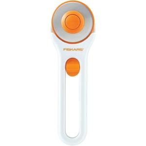 imageFiskars 45mm Rotary Cutter for Fabric Premium Steel Stick Fabric Cutter Cuts Through Multiple Layers Right and Left Handed Easy and Safe Blade Change Arts and Crafts Sewing and Quilting ToolsSteel