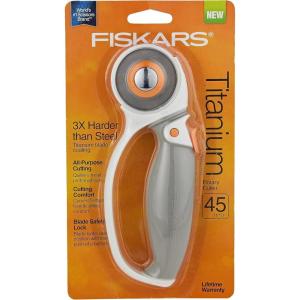 imageFiskars 60mm Rotary Cutter for Fabric with Ergonomic Loop Grip And Comfort Handle Titanium Rotary Fabric Cutter for Thick Materials Easy and Safe Blade Change Sewing Supplies and Quilting ToolsComfort Loop
