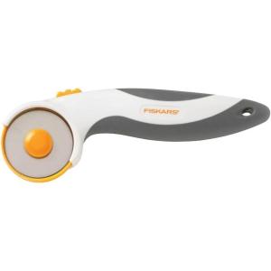 imageFiskars 60mm Rotary Cutter for Fabric with Ergonomic Loop Grip And Comfort Handle Titanium Rotary Fabric Cutter for Thick Materials Easy and Safe Blade Change Sewing Supplies and Quilting ToolsComfort Grip 45 mm