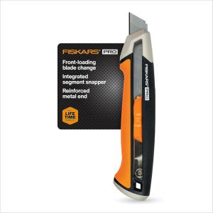 imageFiskars 7702201001 Pro Utility Knife Snap 25 mm OrangeBlack18 mm