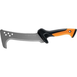 imageFiskars 9quot Brush Axe with Safety Sheath  Fixed Handle Curved Blade Branch Chopping Axe  Yard and Garden Tools  BlackOrangeBillhook Saw