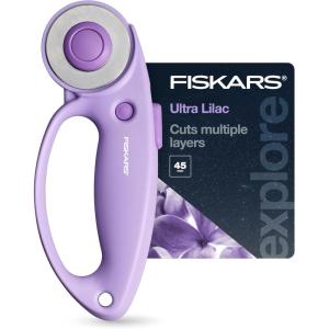 imageFiskars Loop Rotary Cutter Explore Collection Ultra Lilac PrecisionGround Steel Blade for Fabric Felt and Vinyl 45mm