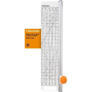 imageFiskars Rotary Cutter and Ruler Combo  24quotL x 6quotW Fabric Cutter with Gridlines  Craft Supplies  Gray  Clear