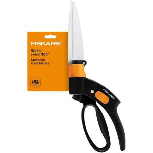 imageFiskars Shear Ease Grass Shears  5quot Stainless Steel Blades  360Degree Swivel Blade Plant Cutting Scissors  Garden Shears and Grass Cutter BlackSwivel Blade Grass Shears