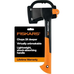 imageFiskars X7 Hatchet Lightweight Wood Splitter for Small to Medium Size Kindling with Proprietary Blade and ShockAbsorbing FiberComp Handle Lawn and Garden Tool 14 inch 15 poundsAxe