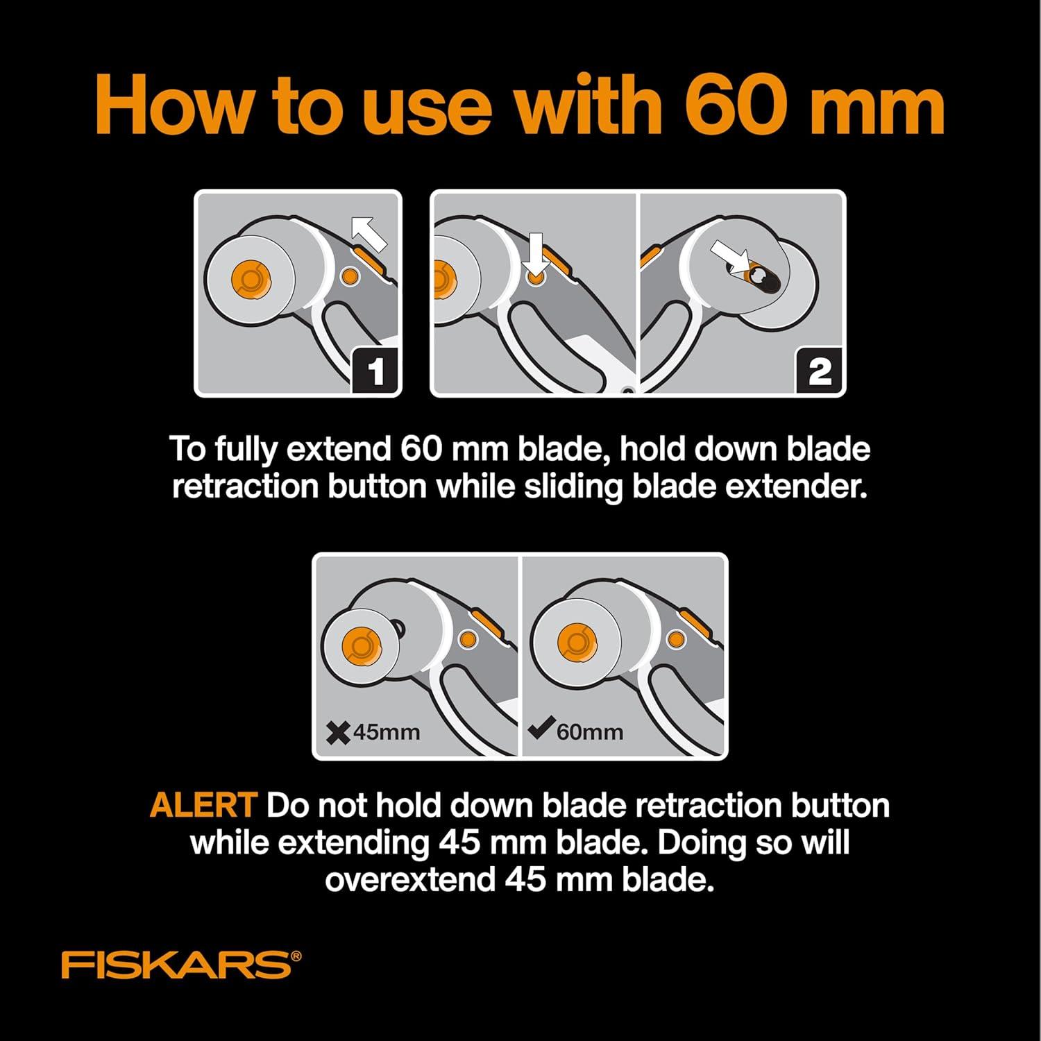 imageFiskars 45mm Rotary Blade 2Pack Replacement Blades for Rotary Cutters Precision Cutting for Quilting and Sewing2 Pack  Titanium