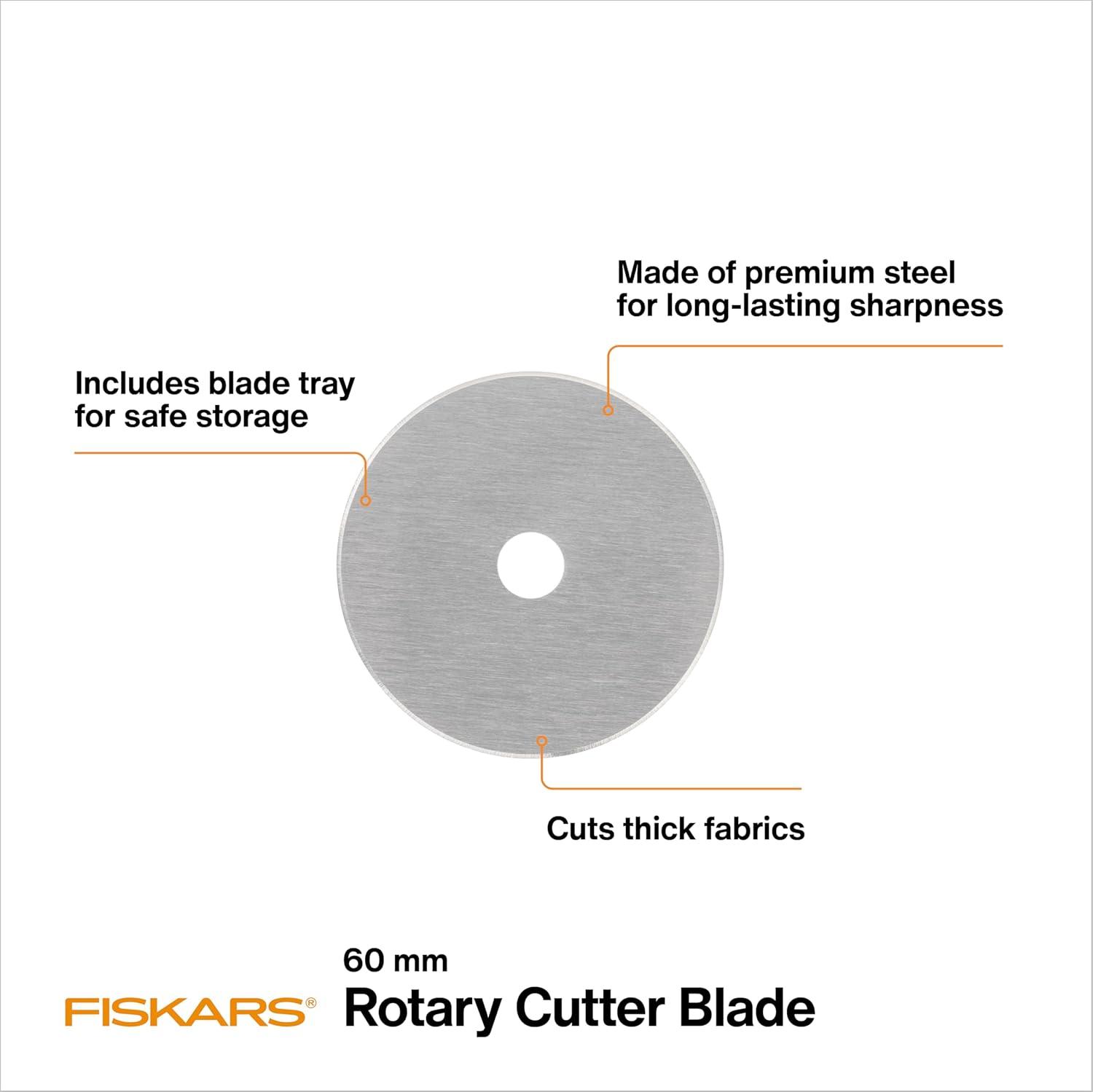 imageFiskars 45mm Rotary Blade 2Pack Replacement Blades for Rotary Cutters Precision Cutting for Quilting and Sewing2 Pack  Titanium