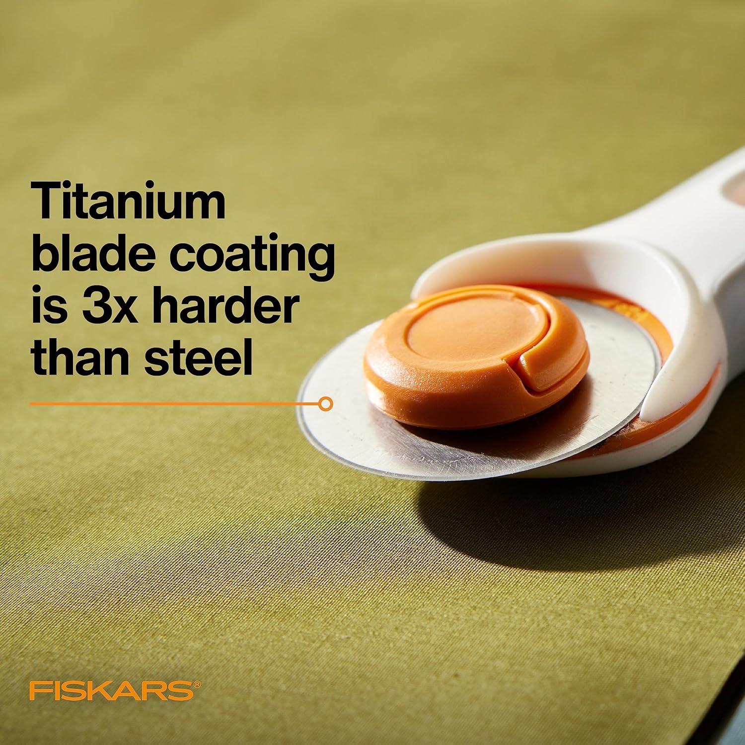 imageFiskars 45mm Rotary Blade 2Pack Replacement Blades for Rotary Cutters Precision Cutting for Quilting and Sewing2 Pack  Titanium