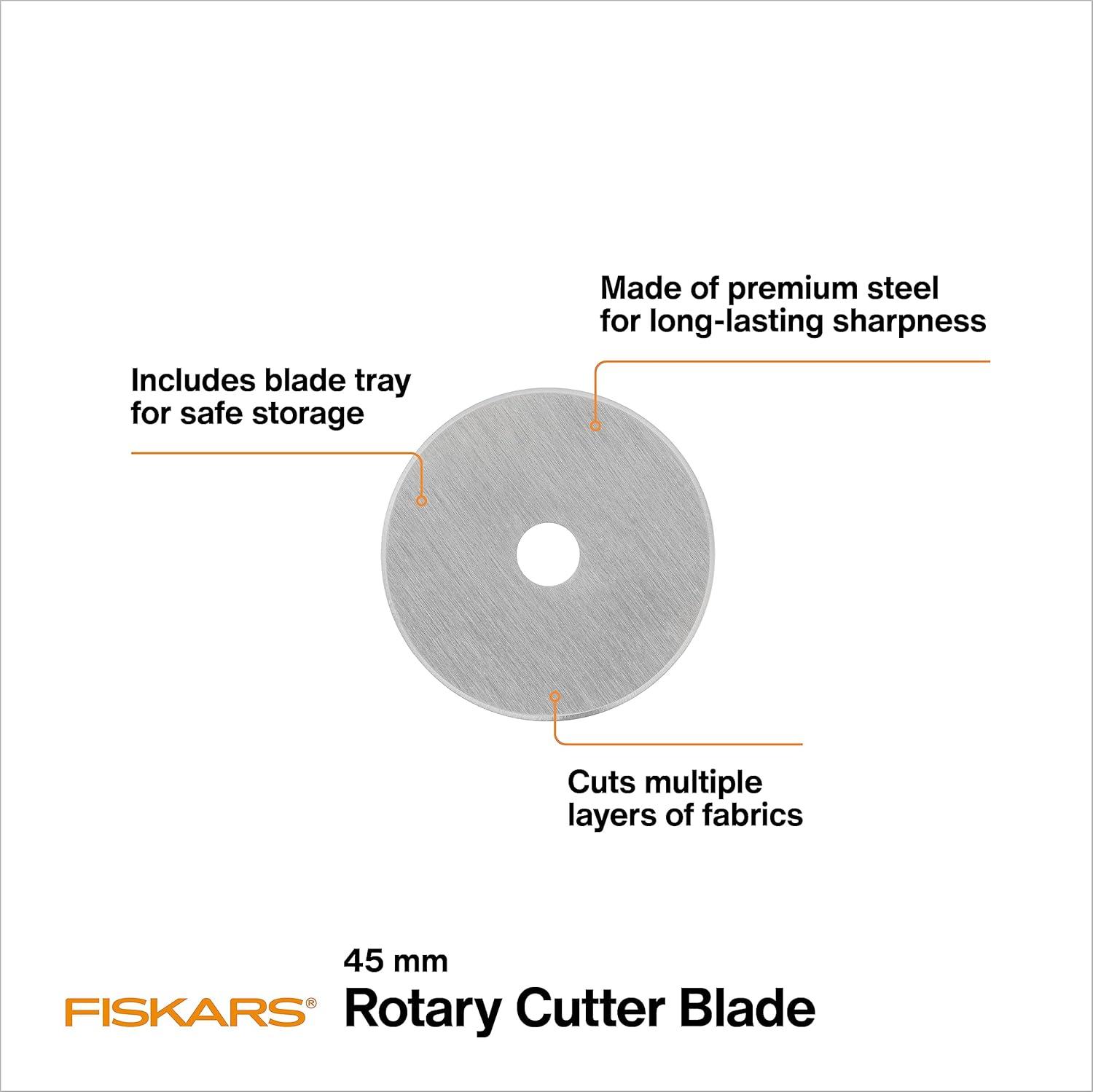 imageFiskars 45mm Rotary Blade 2Pack Replacement Blades for Rotary Cutters Precision Cutting for Quilting and Sewing5 Pack  Standard