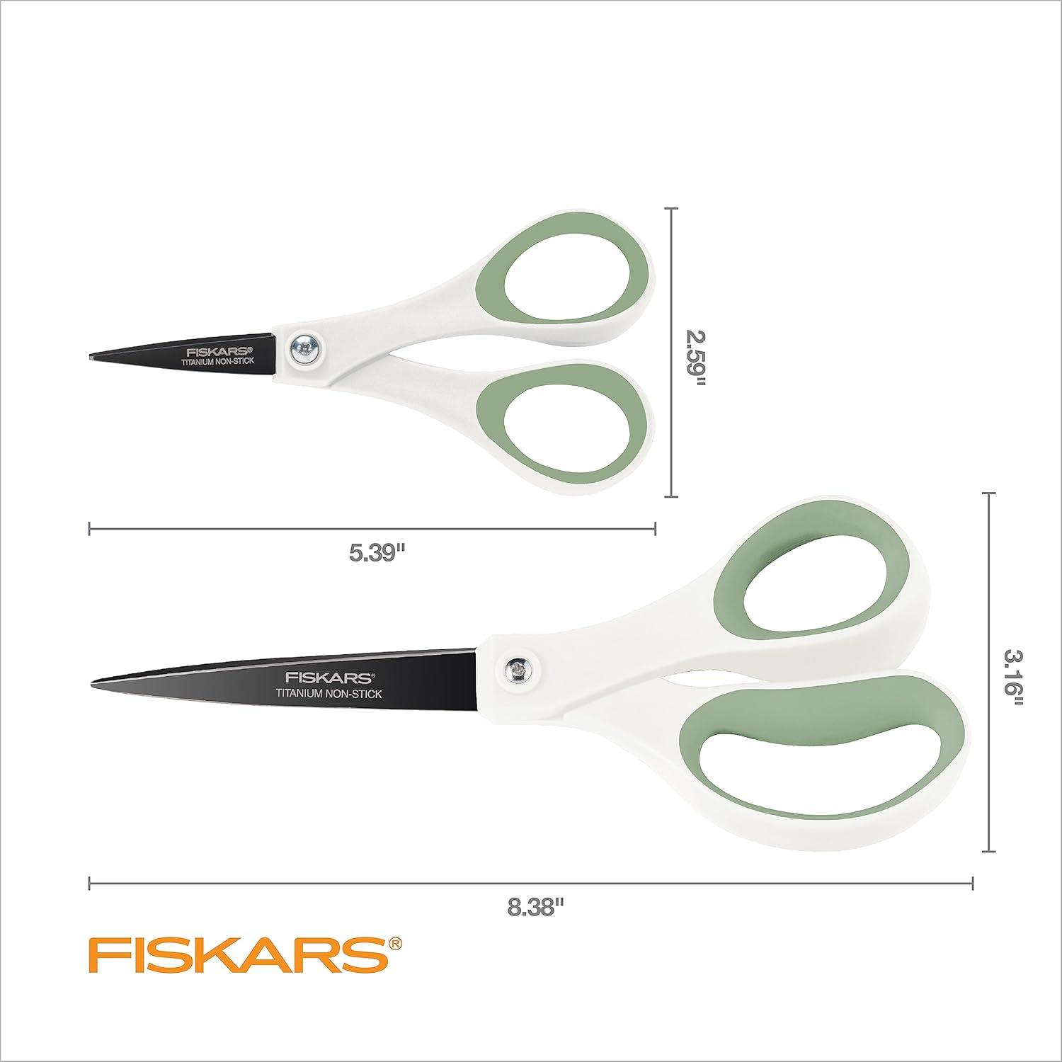 imageFiskars All Purpose Scissors 2Pack  High Performance and Designed for Comfort and Cutting Sticky Materials  Sharp to Cut But Soft to Hold  Perfect for Everyday the Office and Arts ampamp Crafts2 Pack