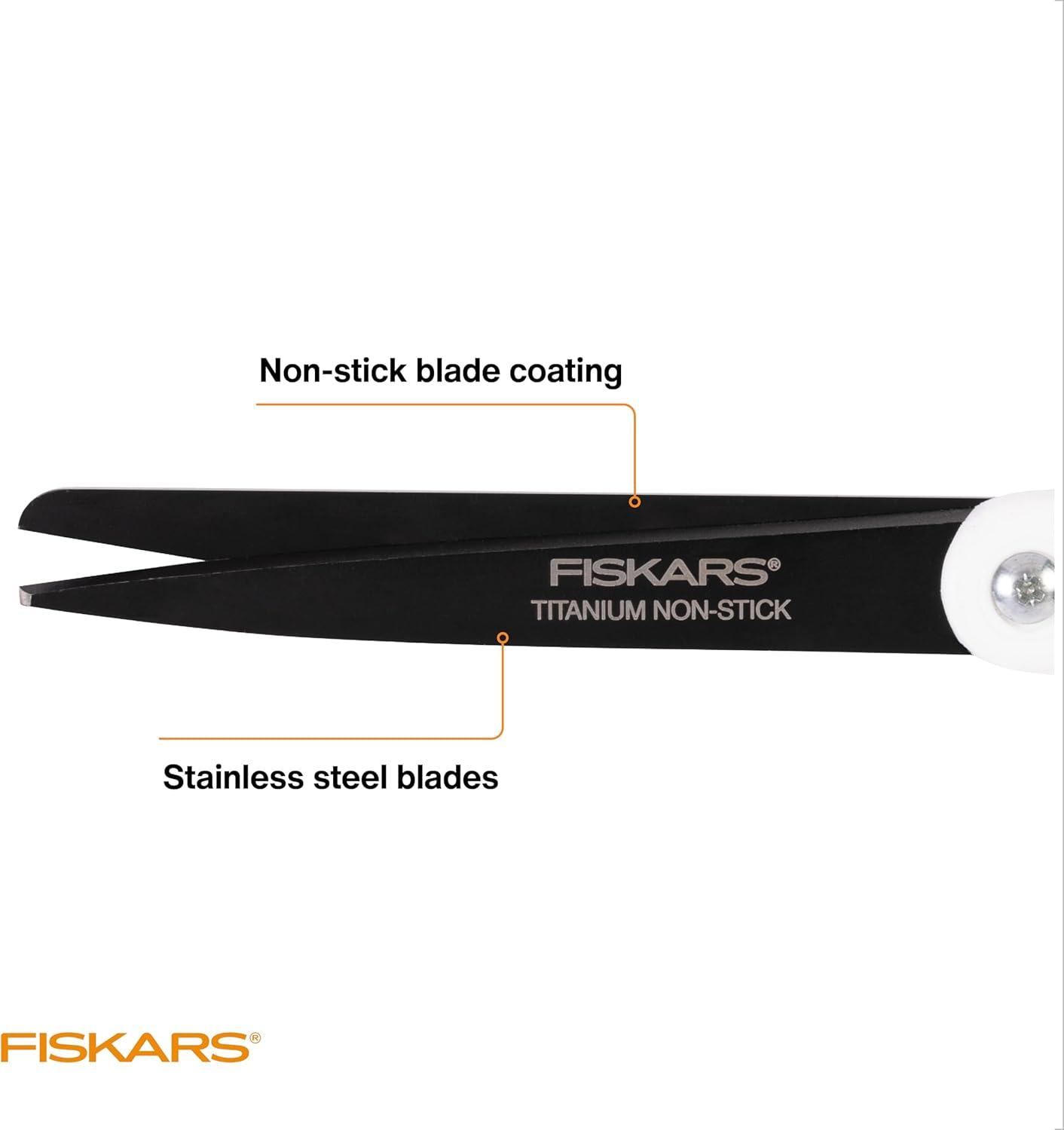 imageFiskars All Purpose Scissors 2Pack  High Performance and Designed for Comfort and Cutting Sticky Materials  Sharp to Cut But Soft to Hold  Perfect for Everyday the Office and Arts ampamp Crafts2 Pack