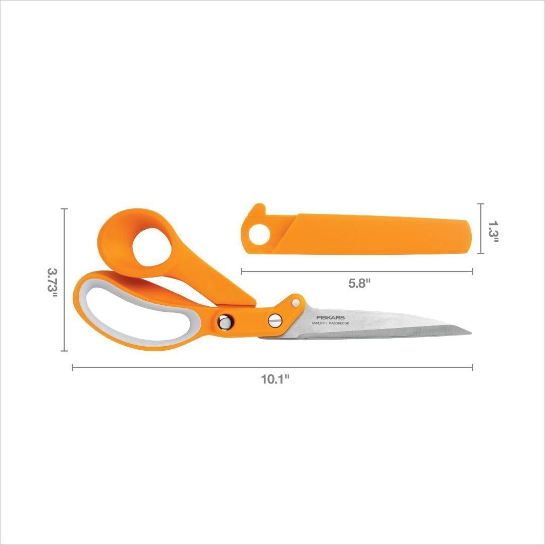 imageFiskars Amplify RazorEdge Fabric Shears Stainless Steel Blades For Thick Fabrics SoftGrip Handle 8inAmplify 10