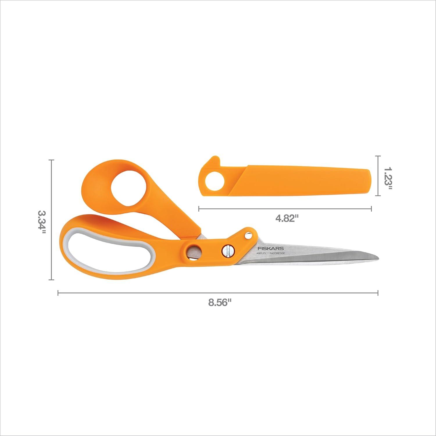 imageFiskars Amplify RazorEdge Fabric Shears Stainless Steel Blades For Thick Fabrics SoftGrip Handle 8inAmplify 8