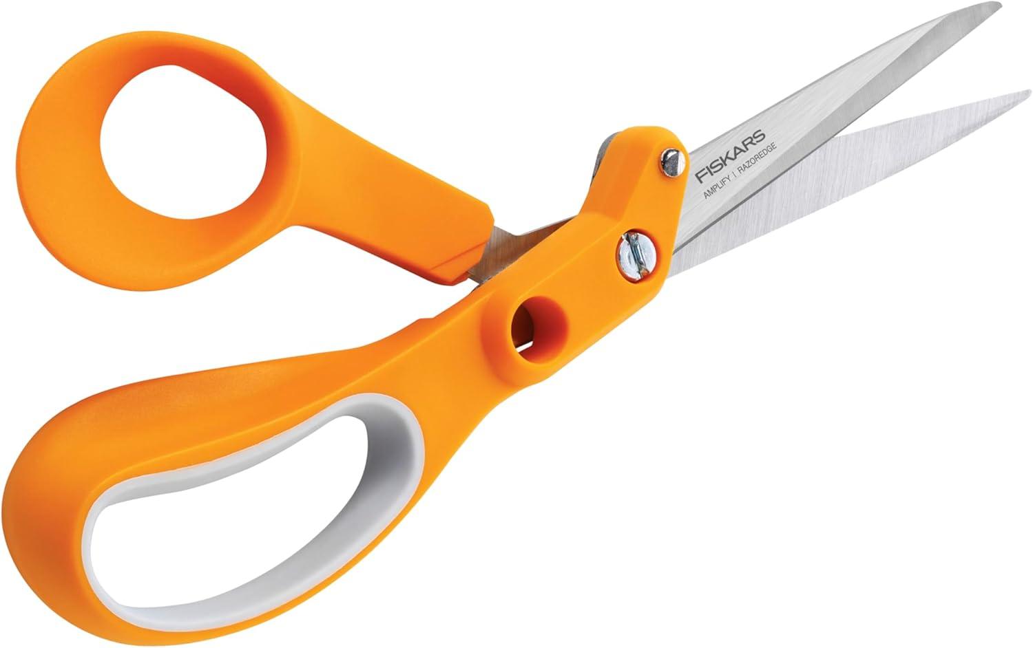 imageFiskars Amplify RazorEdge Fabric Shears Stainless Steel Blades For Thick Fabrics SoftGrip Handle 8inAmplify 8