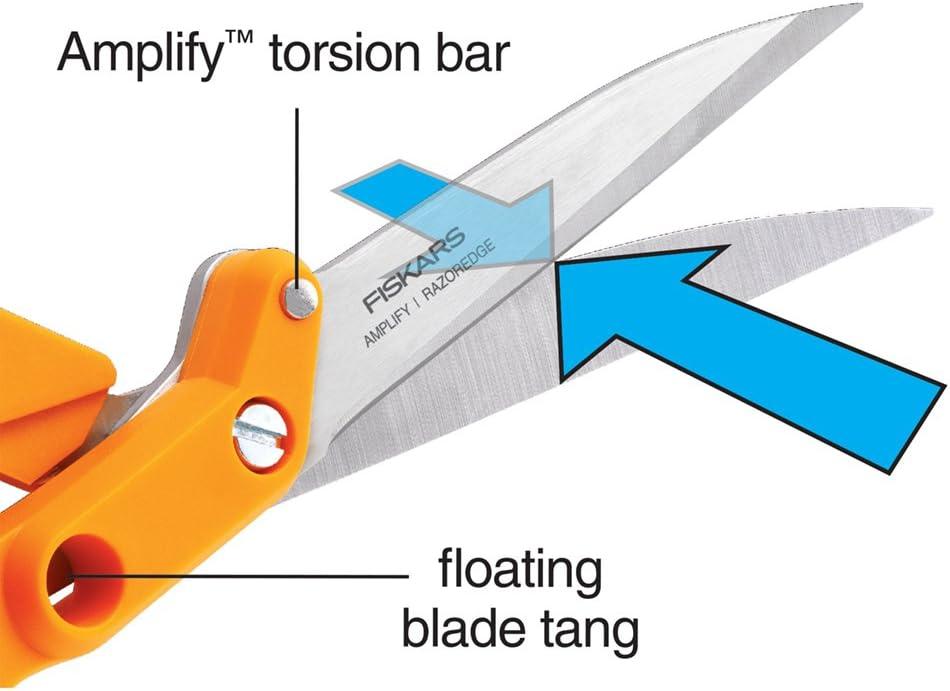 imageFiskars Amplify RazorEdge Fabric Shears Stainless Steel Blades For Thick Fabrics SoftGrip Handle 8inTraditional