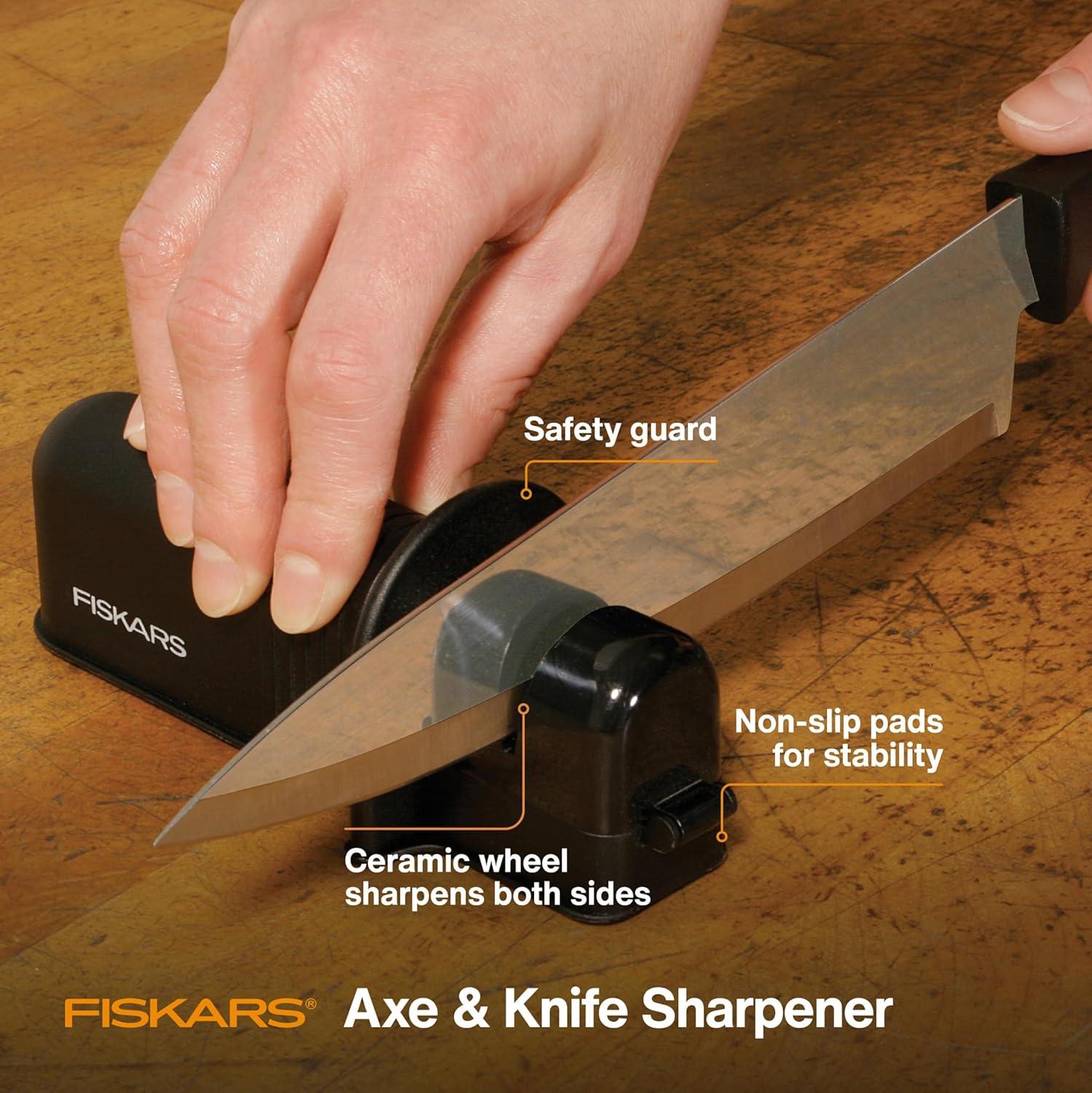imageFiskars Axe and Knife Blade Sharpener  Outdoor and Backyard Tools  Black1