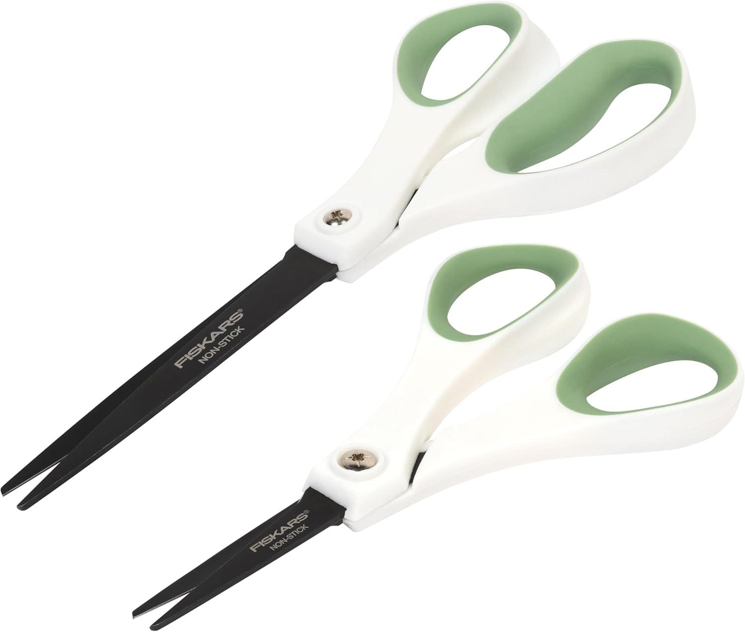 imageFiskars Everyday Fashion Scissors NonStick Stainless Steal Blades Forest Fern 2Pack 8 Inches and 5 Inches