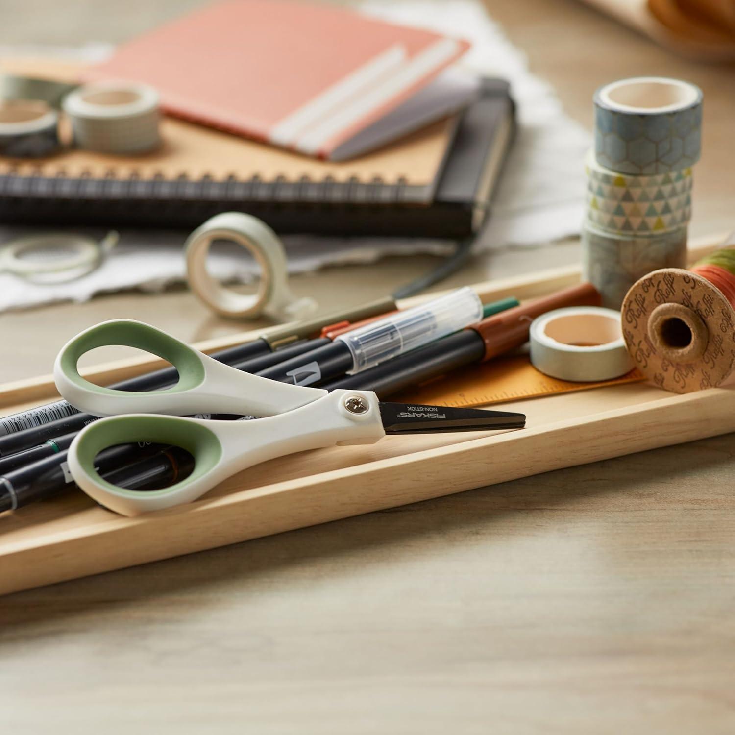 imageFiskars Everyday Fashion Scissors NonStick Stainless Steal Blades Forest Fern 2Pack 8 Inches and 5 Inches