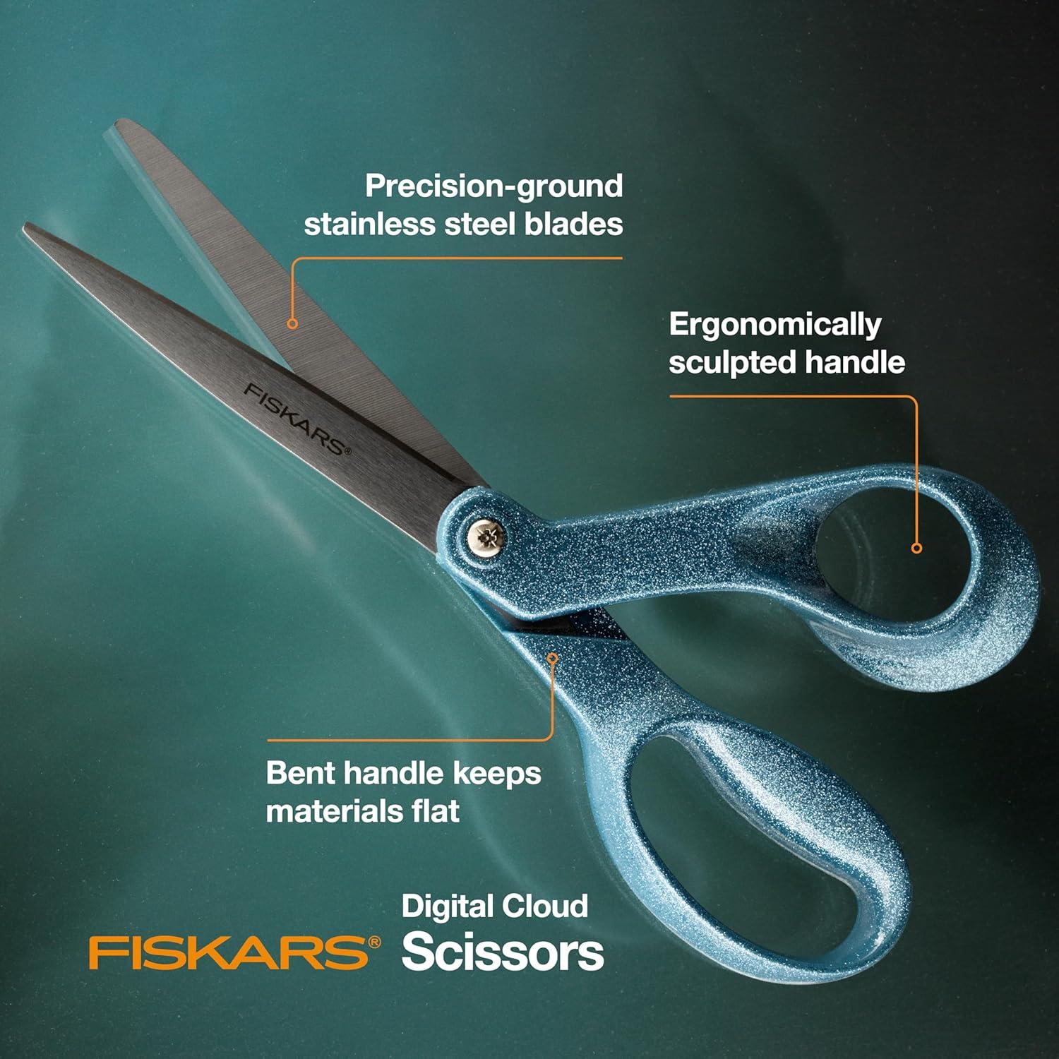 imageFiskars Explore Scissors Design Collection Glitter Digital Cloud 8 Inches