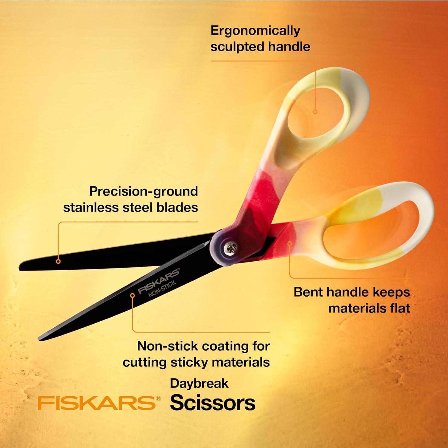 imageFiskars Explore Scissors NonStick Blades Design Collection Daybreak 8 Inches