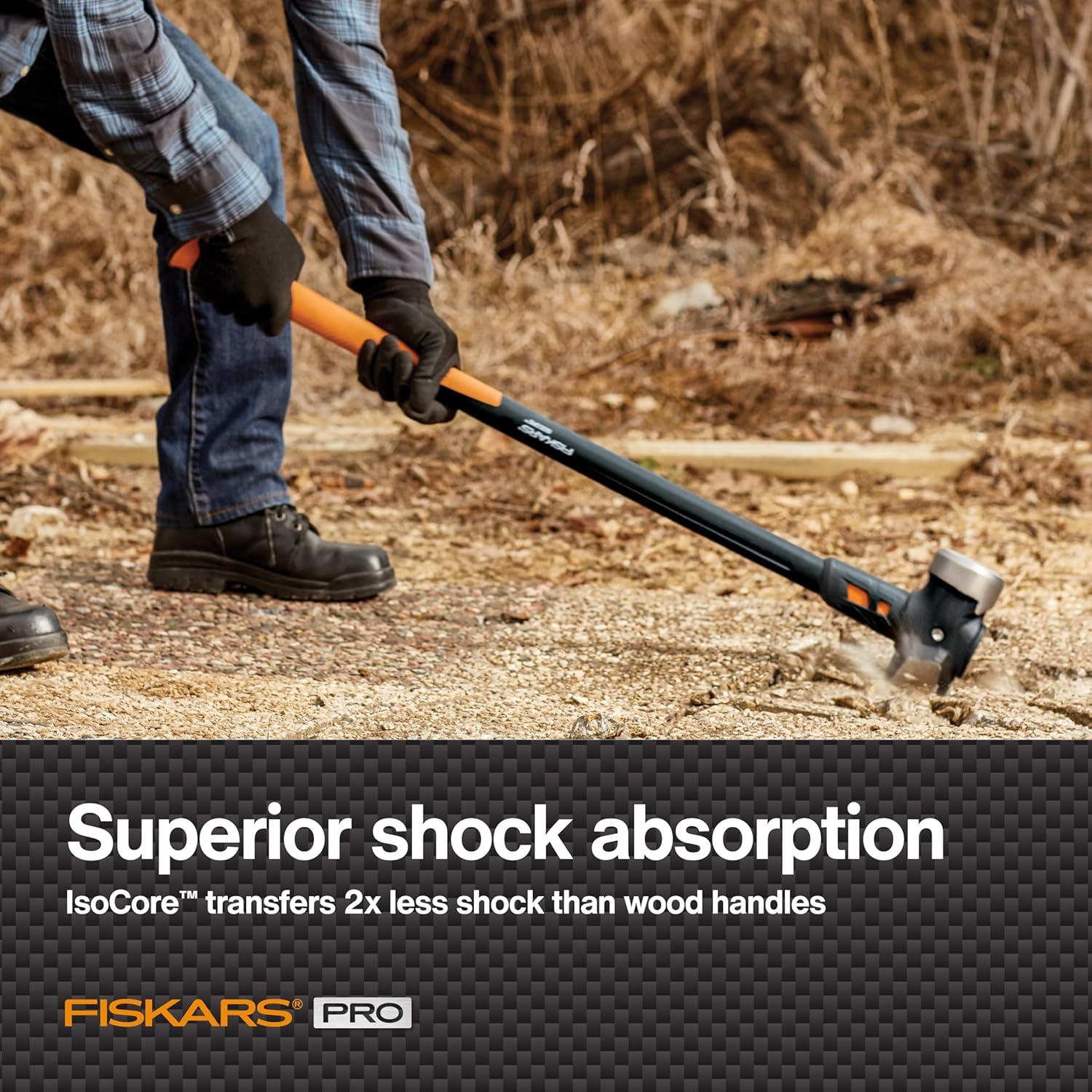 imageFiskars Pro Flat Face Sledge Hammer IsoCore Shock Control System Forged HeatTreated RustResistant Coating 12 lb 36 InchesSledge Hammer 10 lb