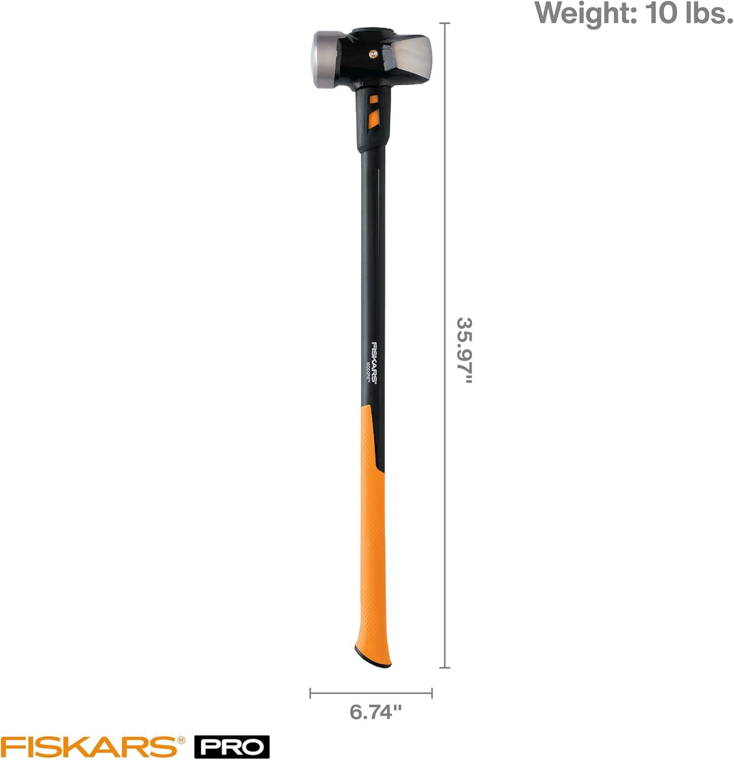 imageFiskars Pro Flat Face Sledge Hammer IsoCore Shock Control System Forged HeatTreated RustResistant Coating 12 lb 36 InchesSledge Hammer 10 lb