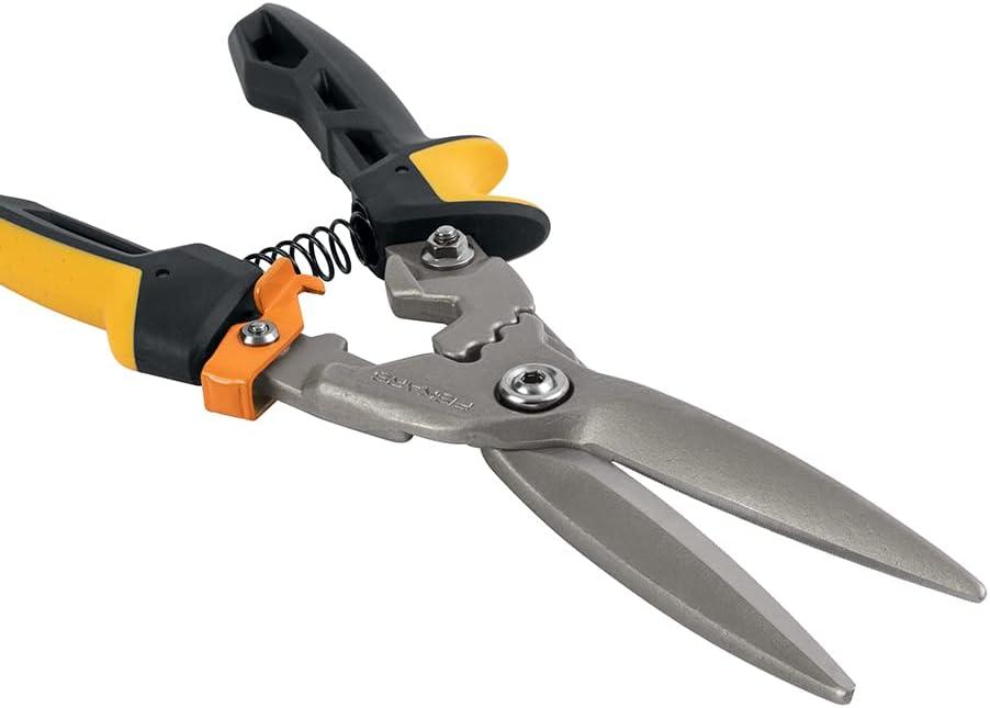 imageFiskars Pro PowerGear Aviation Snips Heavy Duty Stainless Steel Shop Scissor Industrial Grade Tool for Building and Construction 3quot Cut Length
