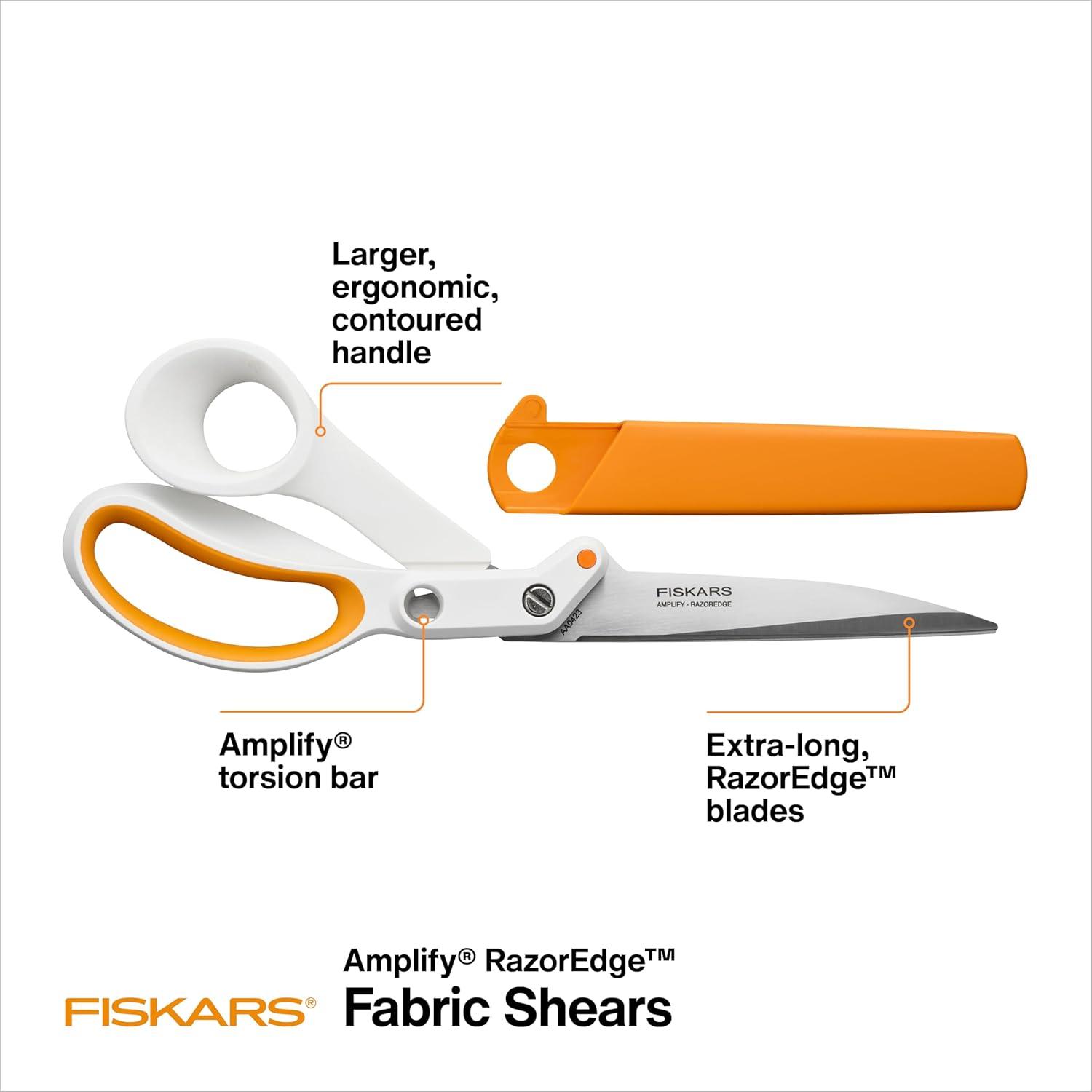 imageFiskars RazorEdge Fabric Scissors  8quot Heavy Duty Fabric Shears with SoftGrip Ergonomic Handle Premier Grade Stainless Steel BladesAmplify RazorEdge 10
