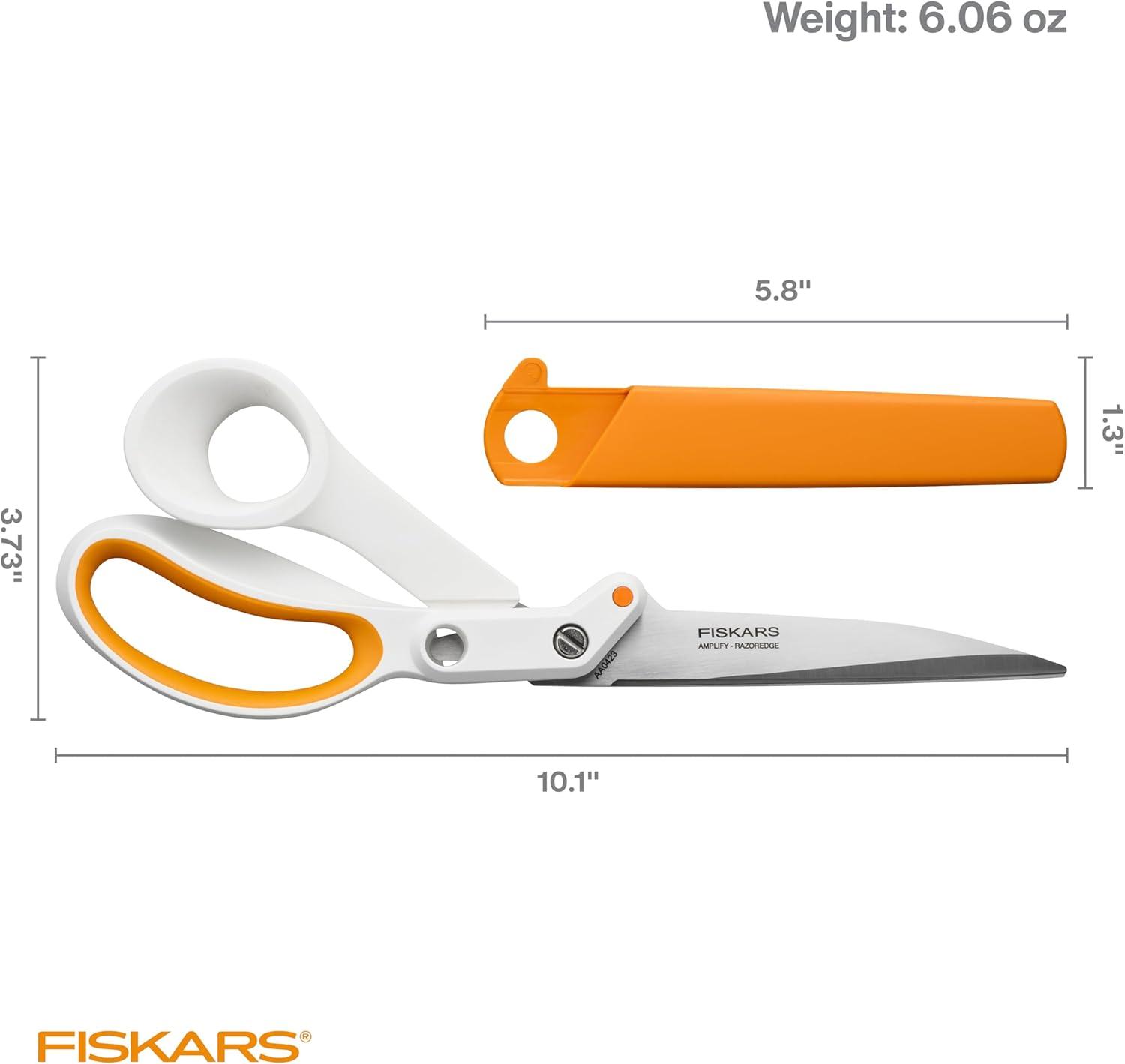imageFiskars RazorEdge Fabric Scissors  8quot Heavy Duty Fabric Shears with SoftGrip Ergonomic Handle Premier Grade Stainless Steel BladesAmplify RazorEdge 10
