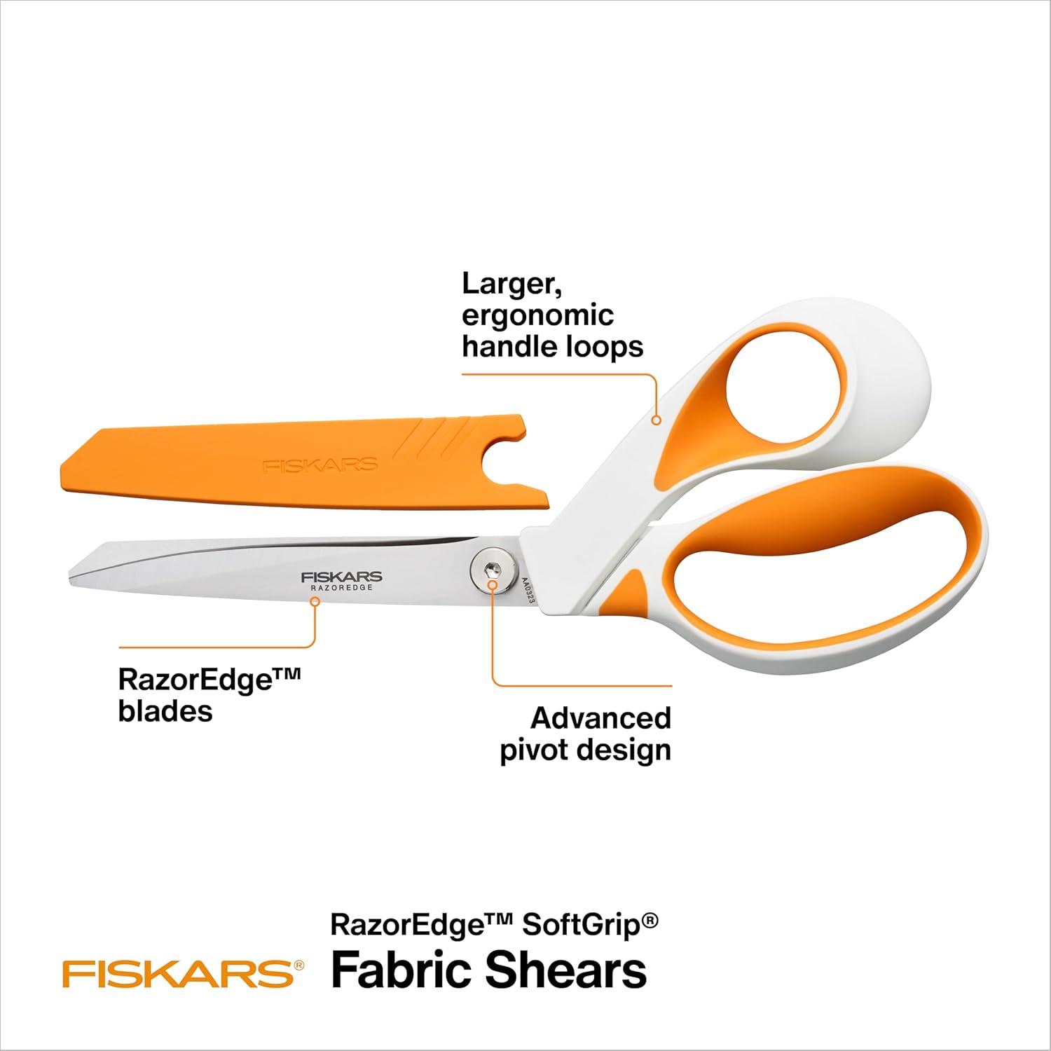 imageFiskars RazorEdge Fabric Scissors  8quot Heavy Duty Fabric Shears with SoftGrip Ergonomic Handle Premier Grade Stainless Steel BladesRazorEdge 9