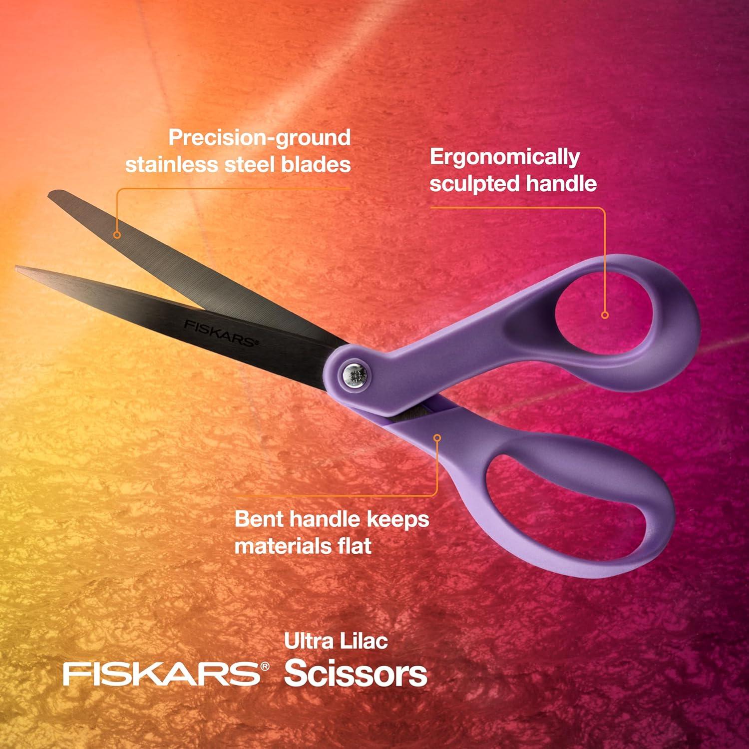 imageFiskars Ultra Lilac Scissors Explore Design Collection HighGrade Stainless Steel Blades and Ergonomic Handles for Arts and Crafts